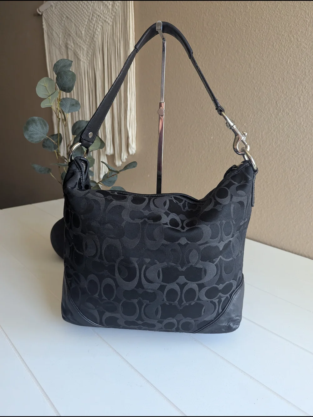 Vintage Coach Chelsea Optic Signature Hobo Shoulder Bag